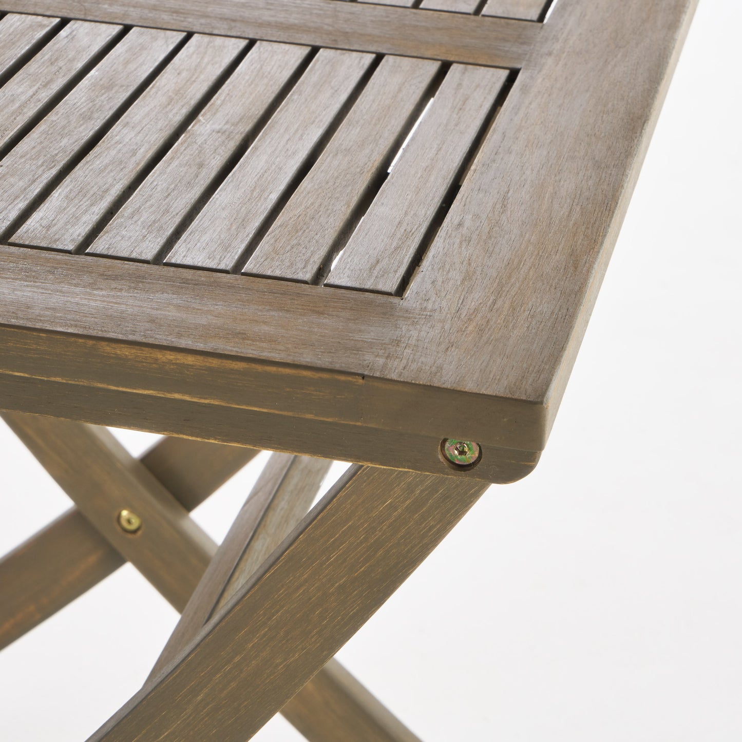 Versaille Outdoor Foldable Grey Finished Acacia Wood Bistro Table