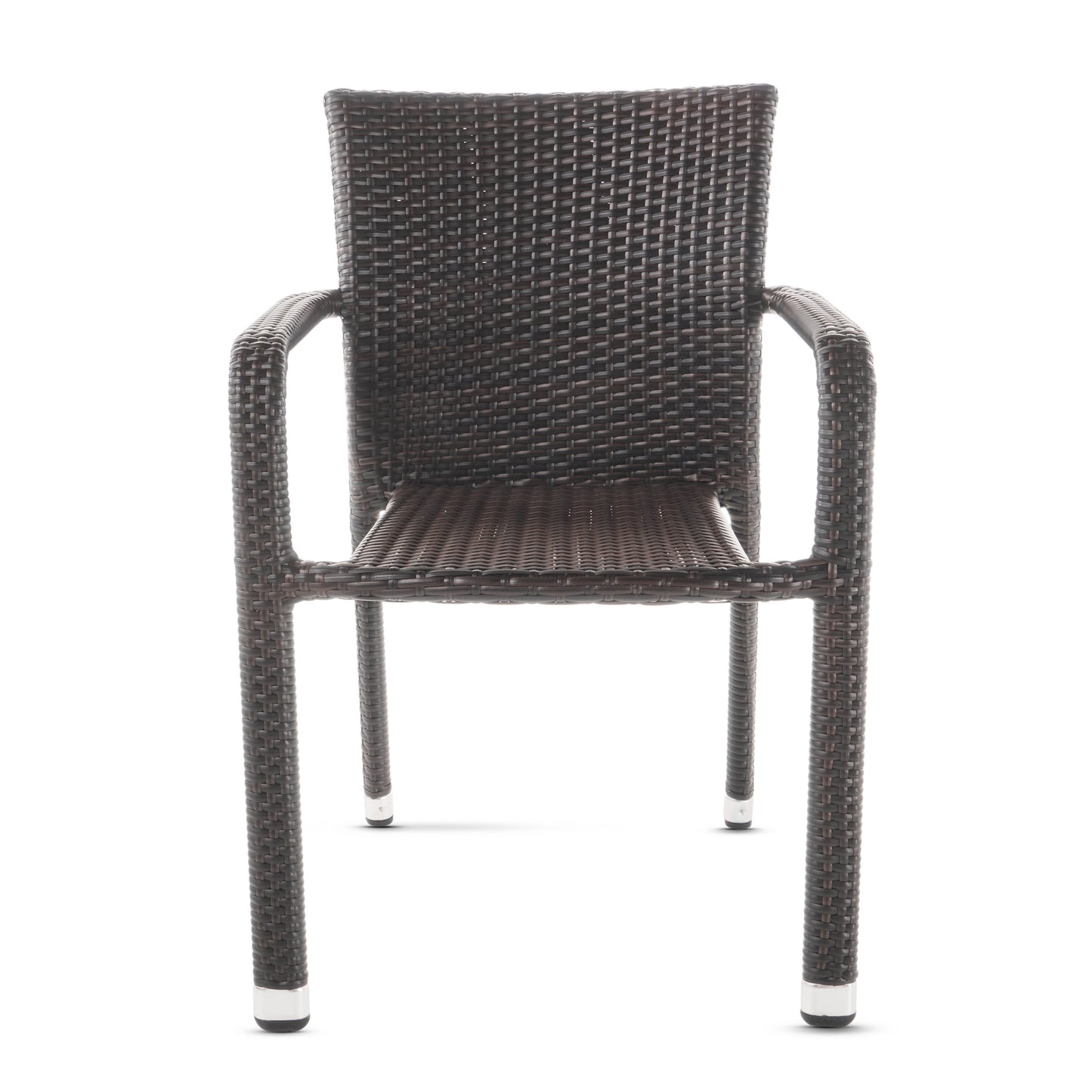 Dylan Outdoor Wicker Armed Aluminum Framed Stack Chairs (Set of 2)