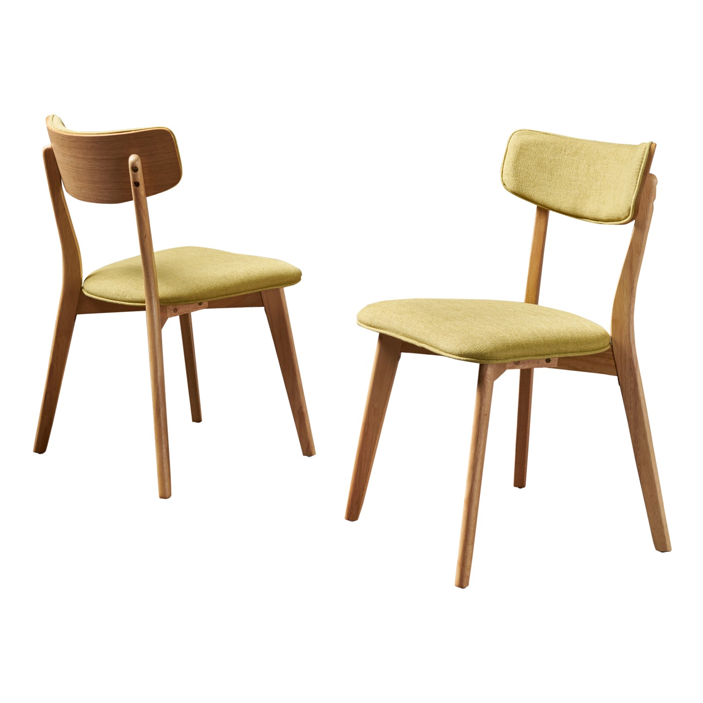 Turat Mid Century Fabric Dining Chairs with Natural Oak Finish(Set of 2)