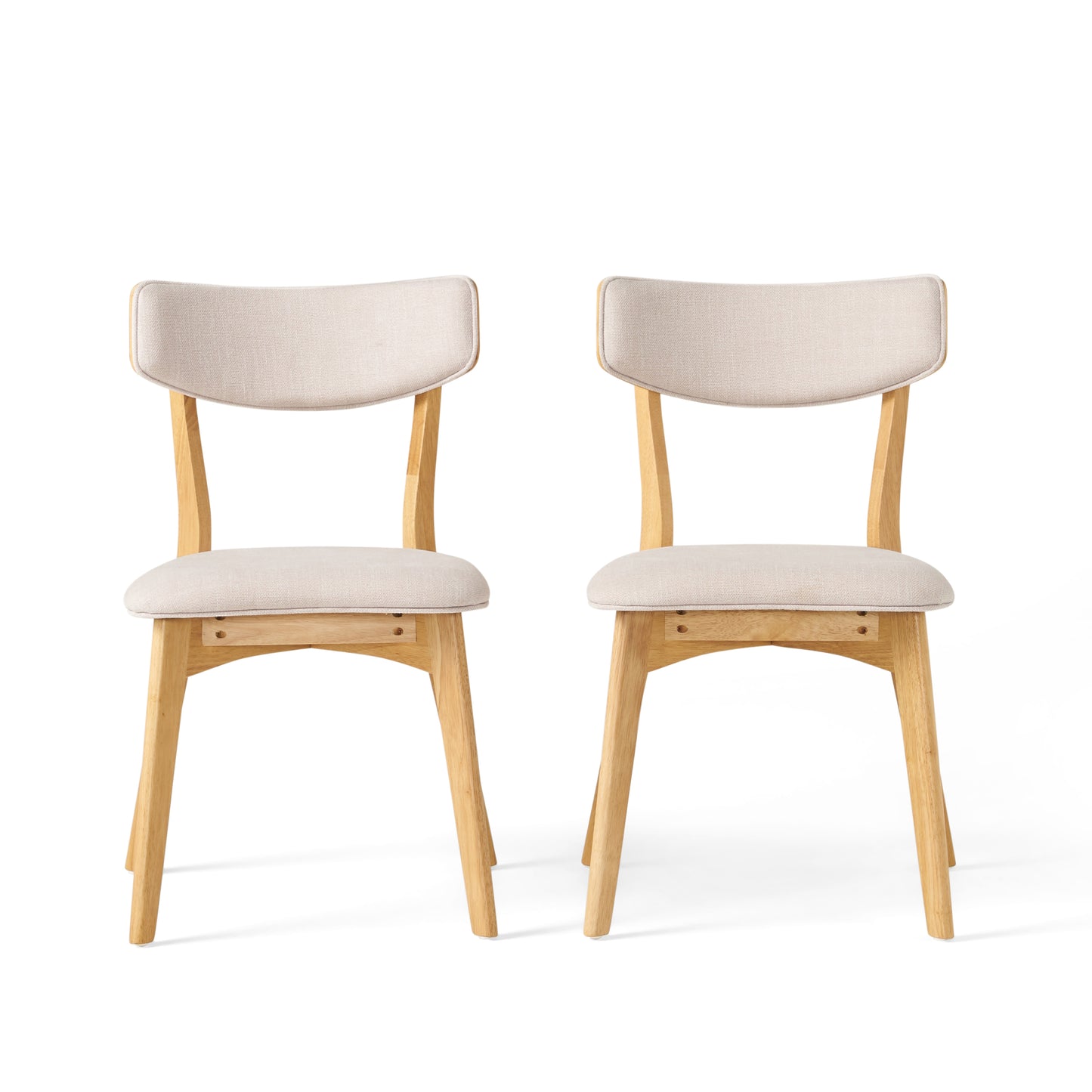 Turat Mid Century Fabric Dining Chairs with Natural Oak Finish(Set of 2)