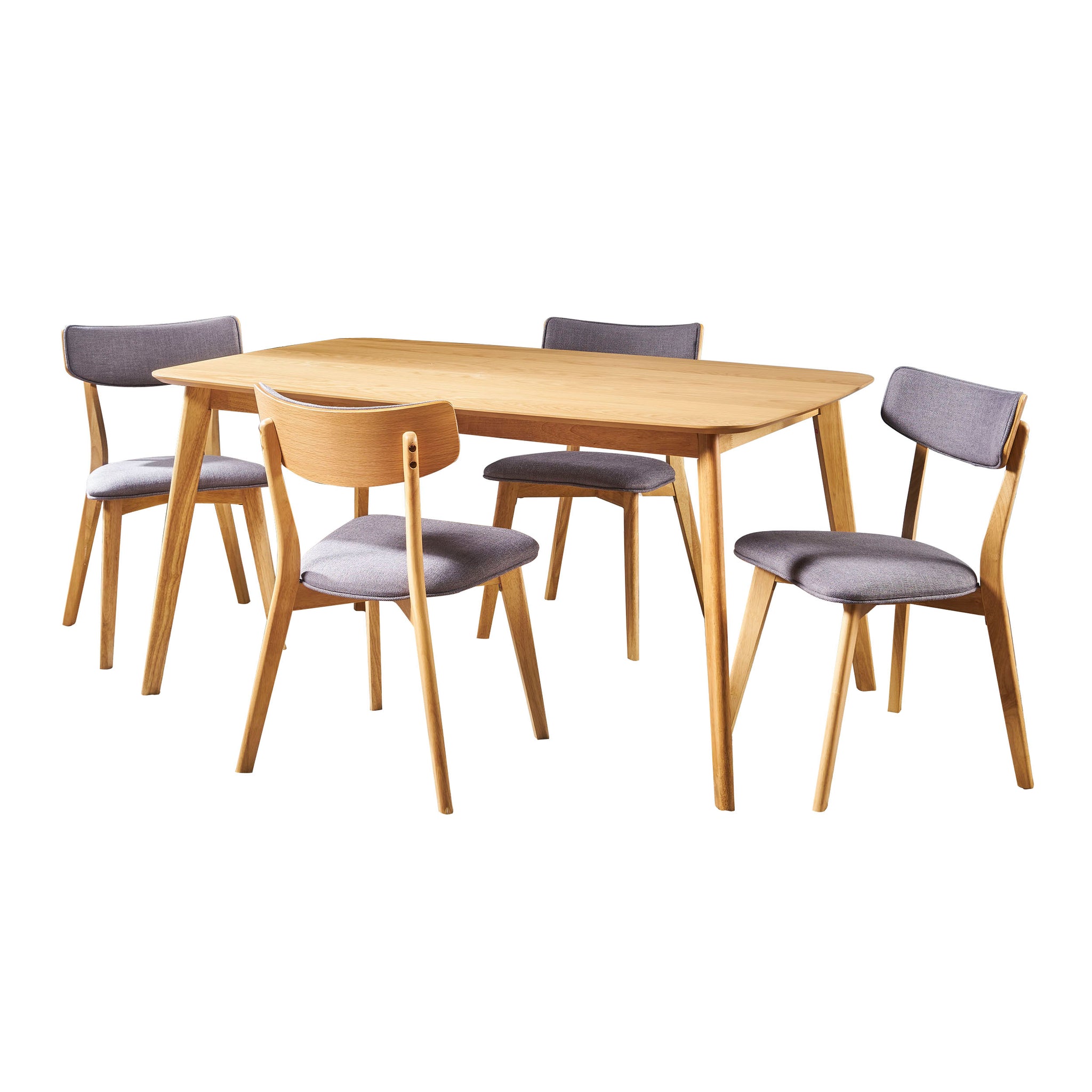 Aman Mid Century Natural Oak Finished 5 PC Dining Set – GDFStudio