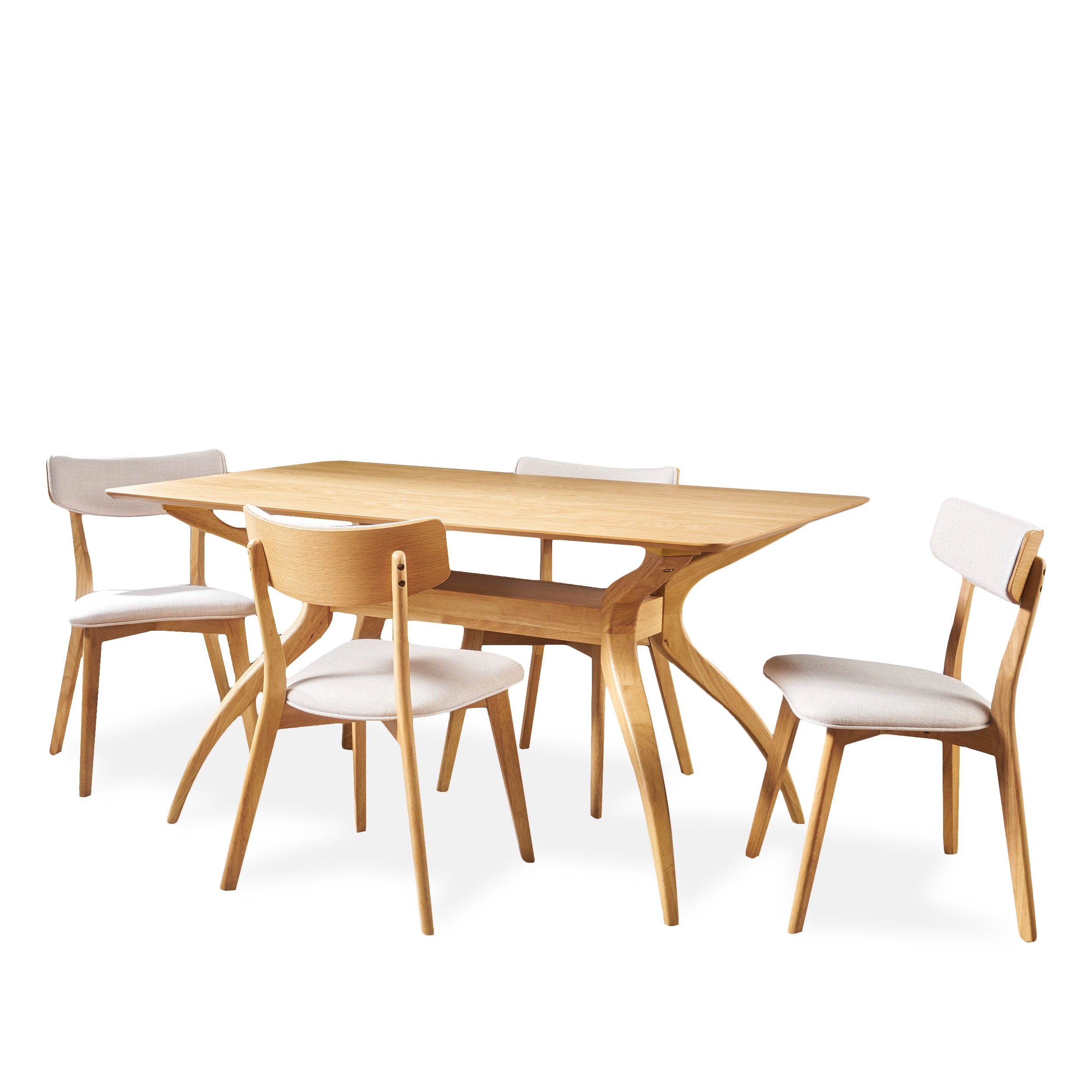 Nasseen Mid Century Finished 5 Piece Wood Dining Set with Fabric Chair ...