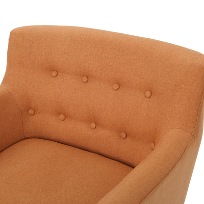 Madeira Buttoned Mid Century Modern Dark Teal Fabric Club Chair