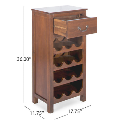 Shelby Wine Rack & Drawer Wood Cabinet