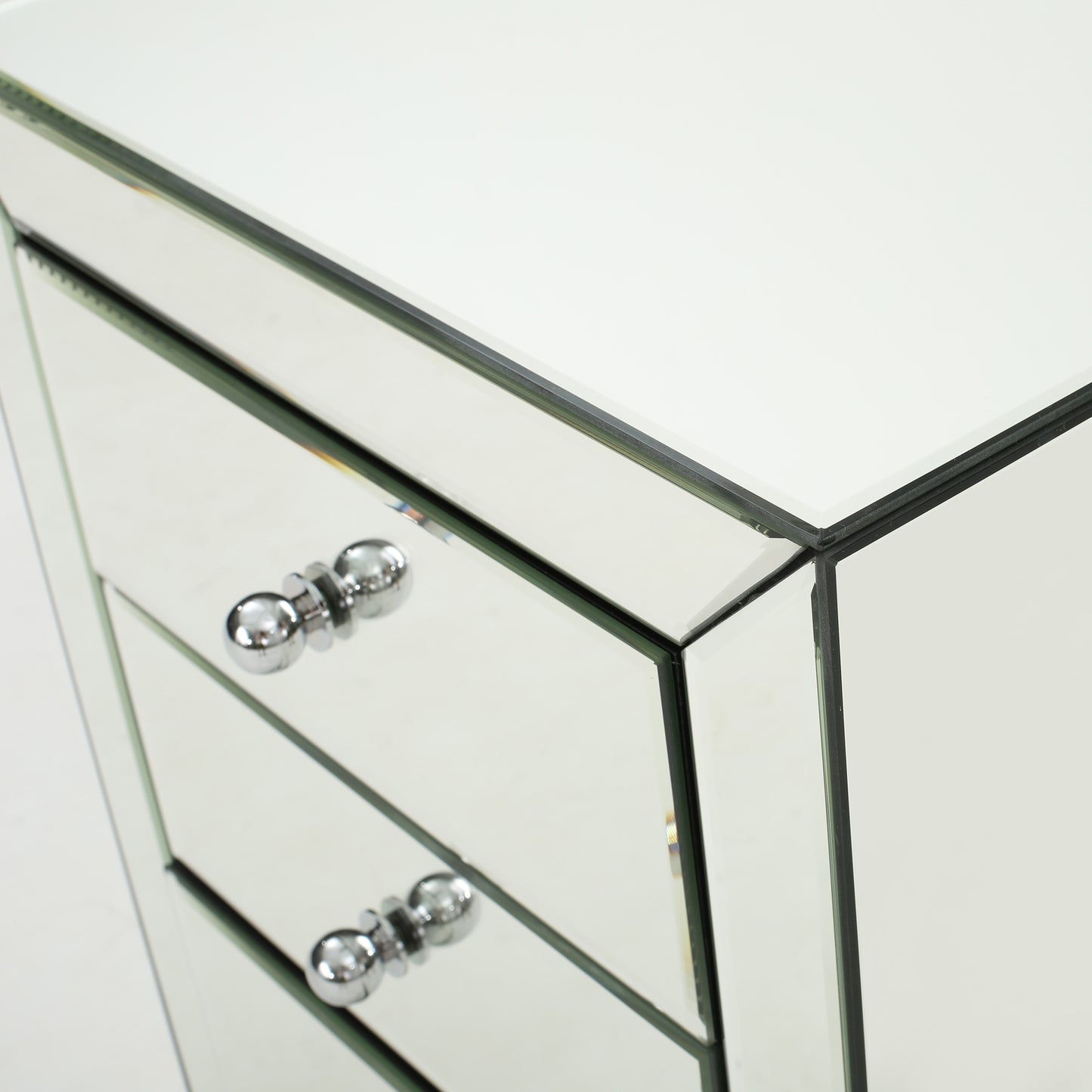 Lucille Mirror Finished 3 Drawer Accent Table