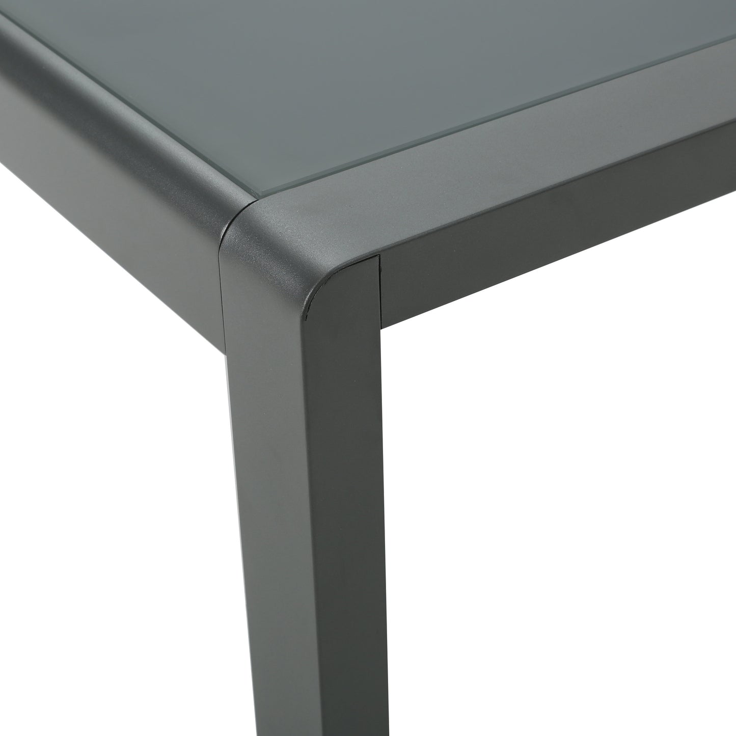 Crested Bay Outdoor Gray Aluminum Coffee Table with Tempered Glass Table Top