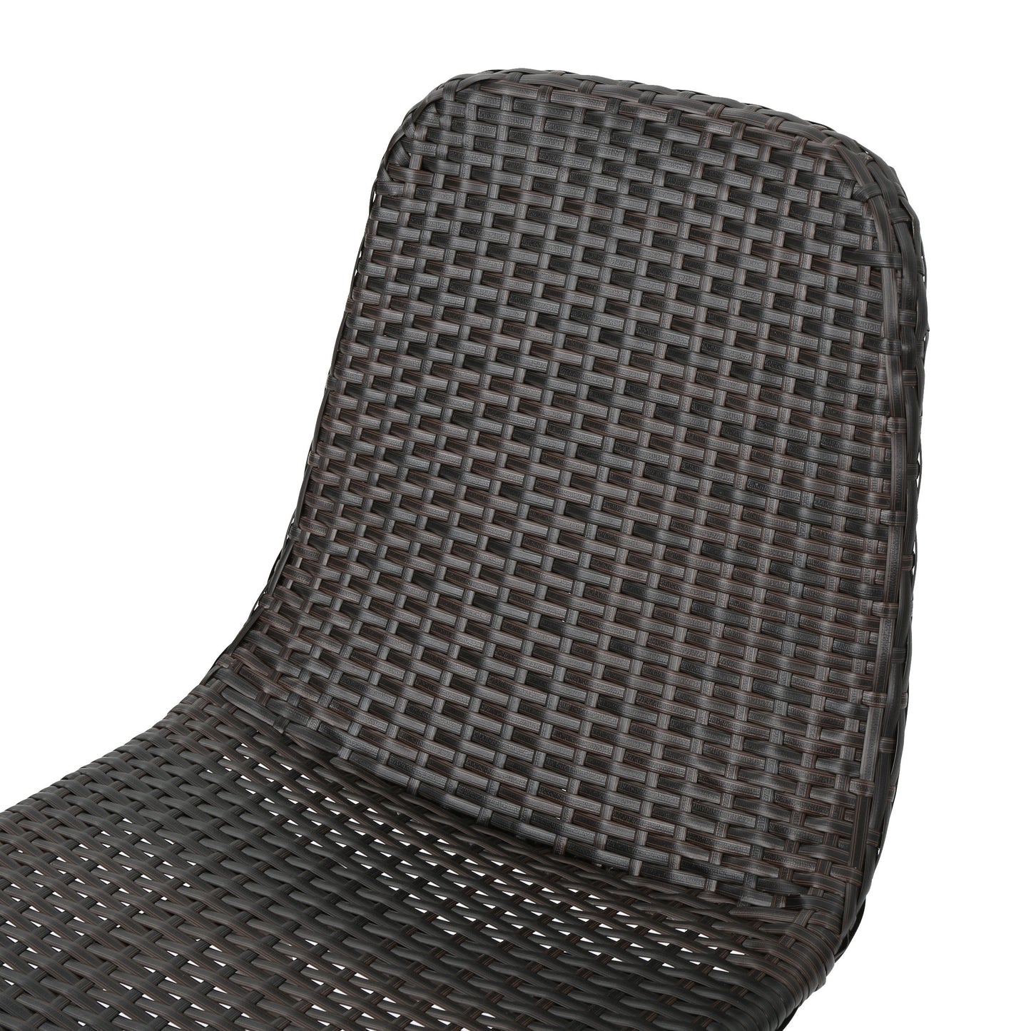 Gilda Outdoor Multibrown Wicker Dining Chairs with Dark Brown Powder Coated Legs