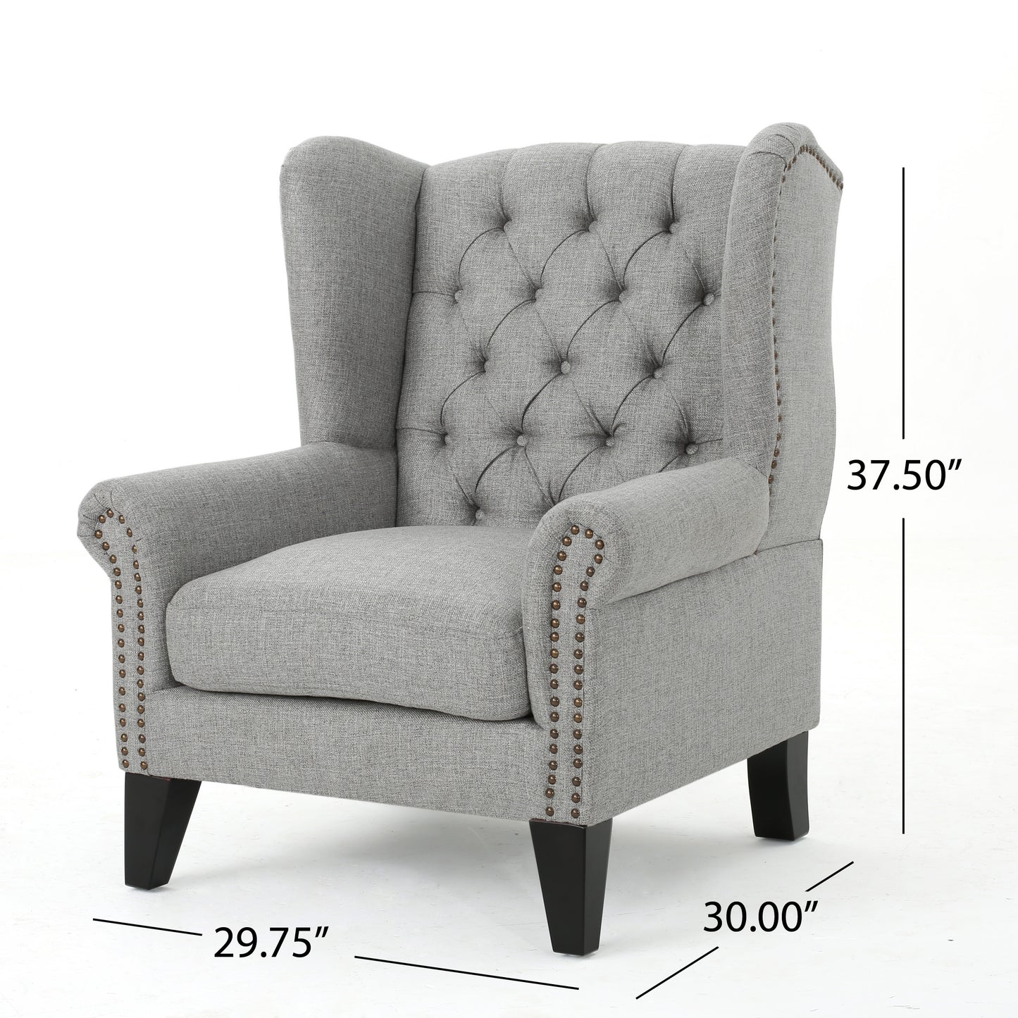 Lainie Traditional Tufted Winged Fabric Accent Chair