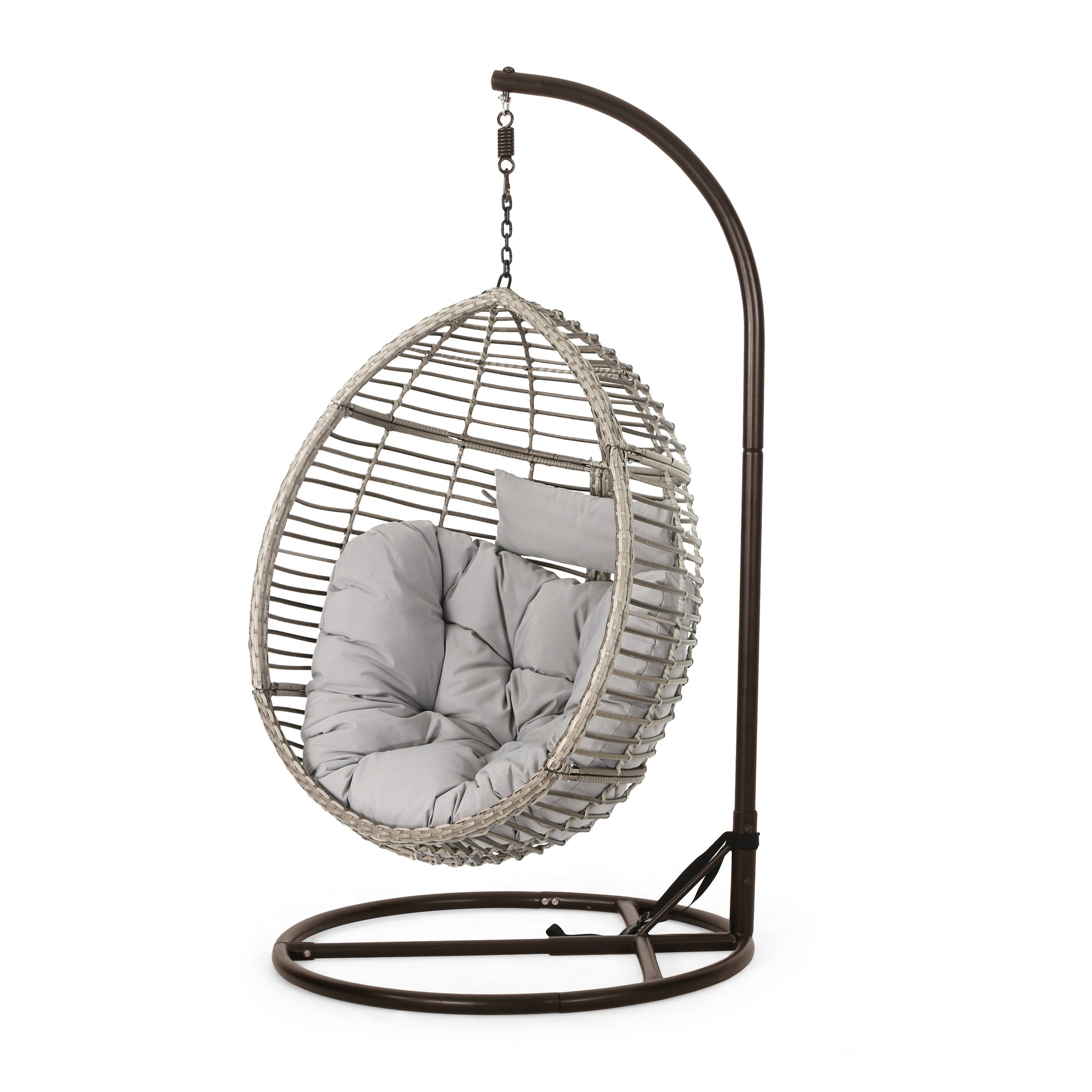 Leasa Outdoor Wicker Hanging Teardrop / Egg Chair GDFStudio