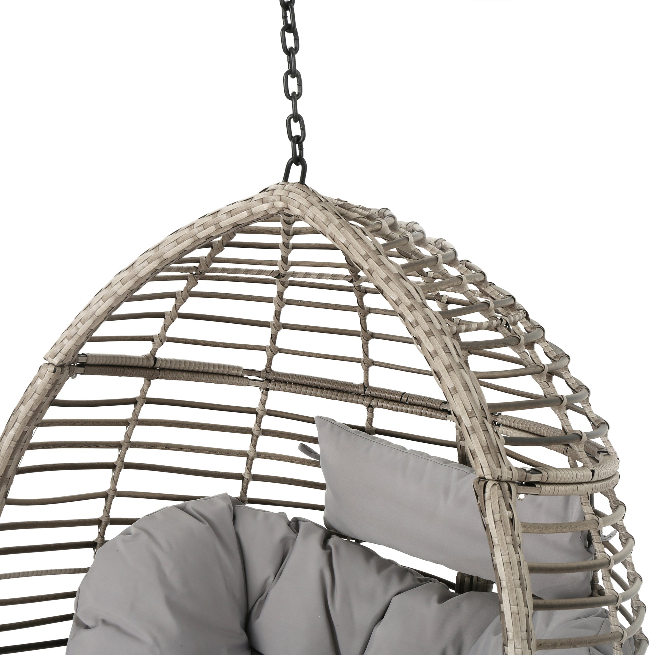 Leasa Outdoor Wicker Hanging Teardrop / Egg Chair GDFStudio