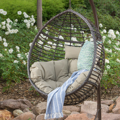 Leasa Outdoor Wicker Hanging Teardrop / Egg Chair