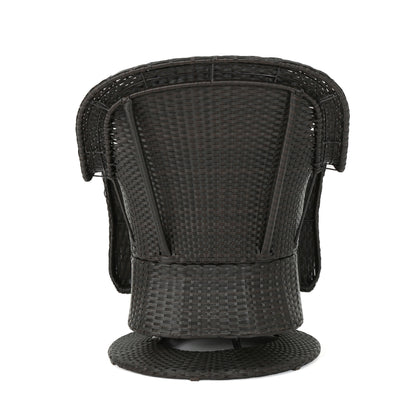 Linsten Outdoor Wicker Swivel Club Chairs with Water Resistant Cushion