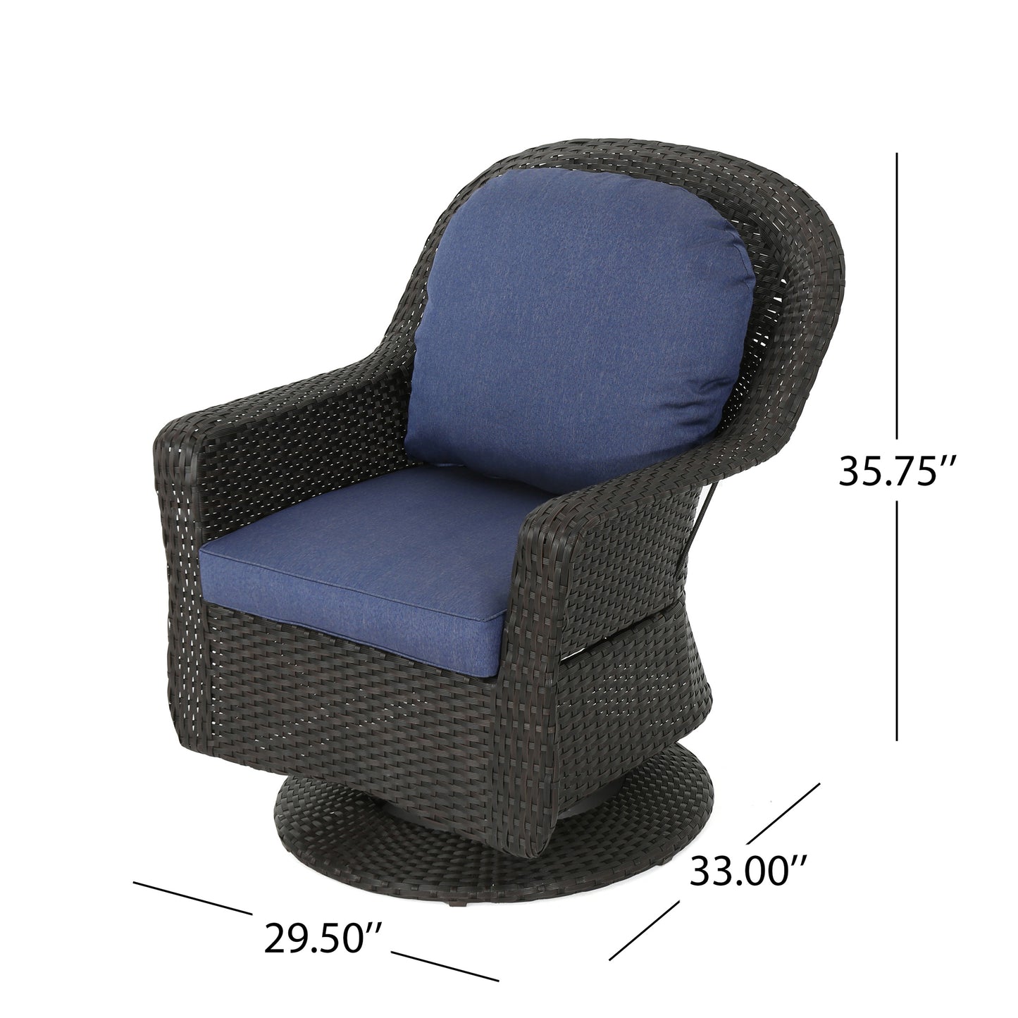 Linsten Outdoor Wicker Swivel Club Chairs with Water Resistant Cushion