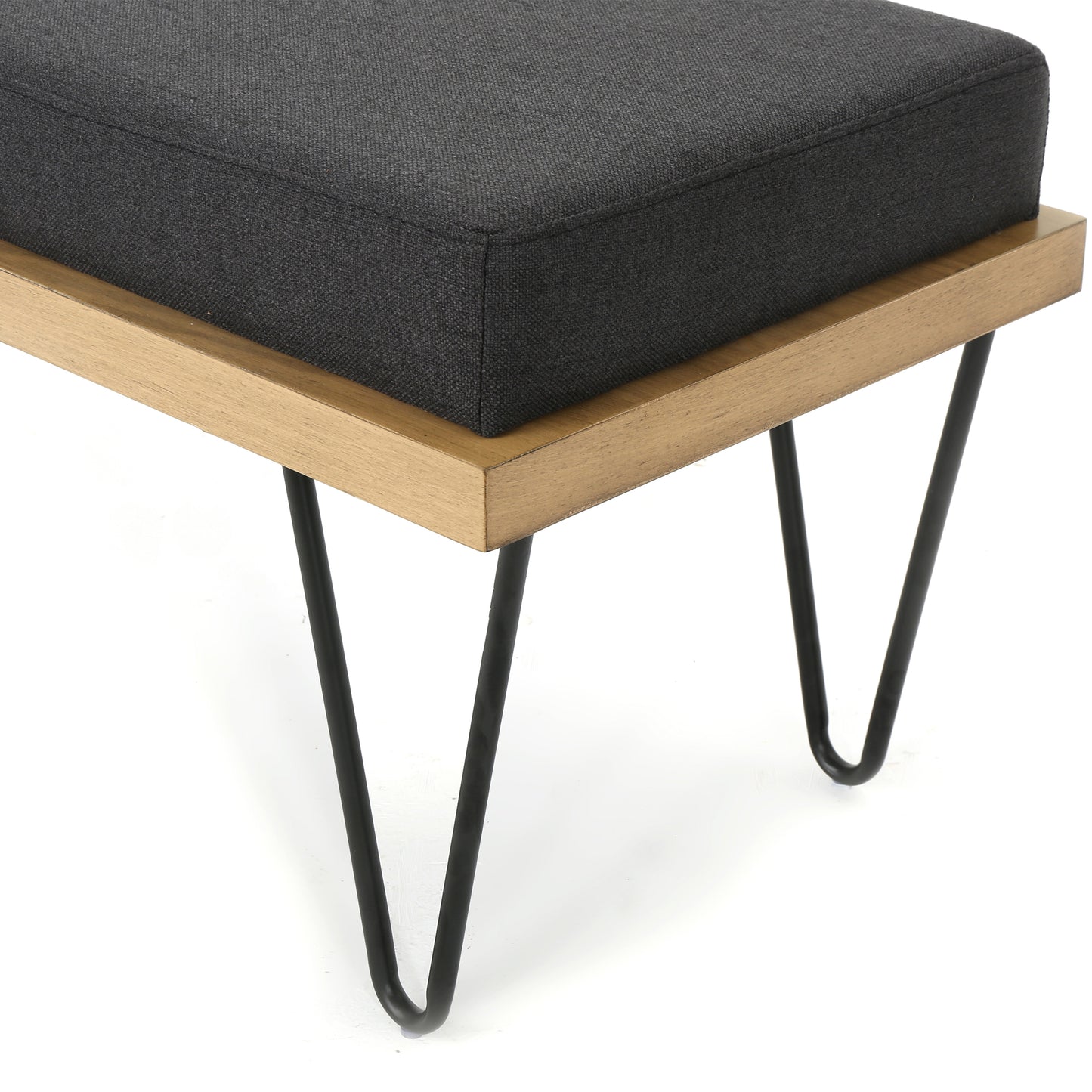 Elaina Industrial Modern Fabric Bench