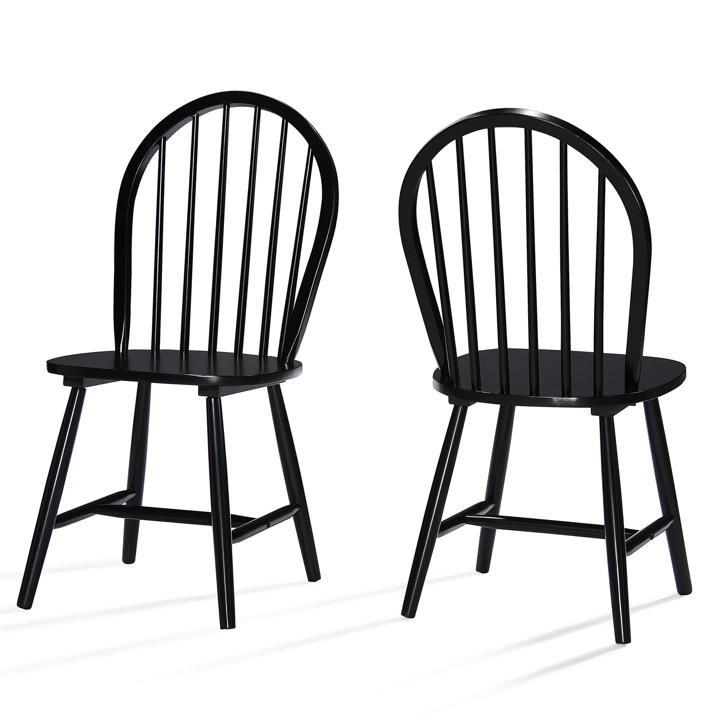 Crosby Farmhouse Cottage High Back Spindled Rubberwood Dining Chairs (Set of 2)