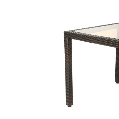 San Simeon Outdoor Wicker Rectangular Dining Table with Tempered Glass Top