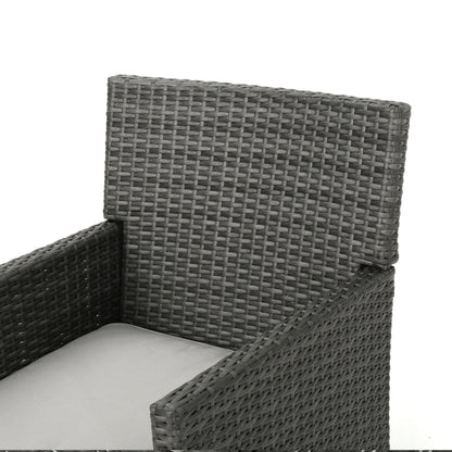Cyril Outdoor 5 Piece Wicker Square Dining Set with Water Resistant Cushions