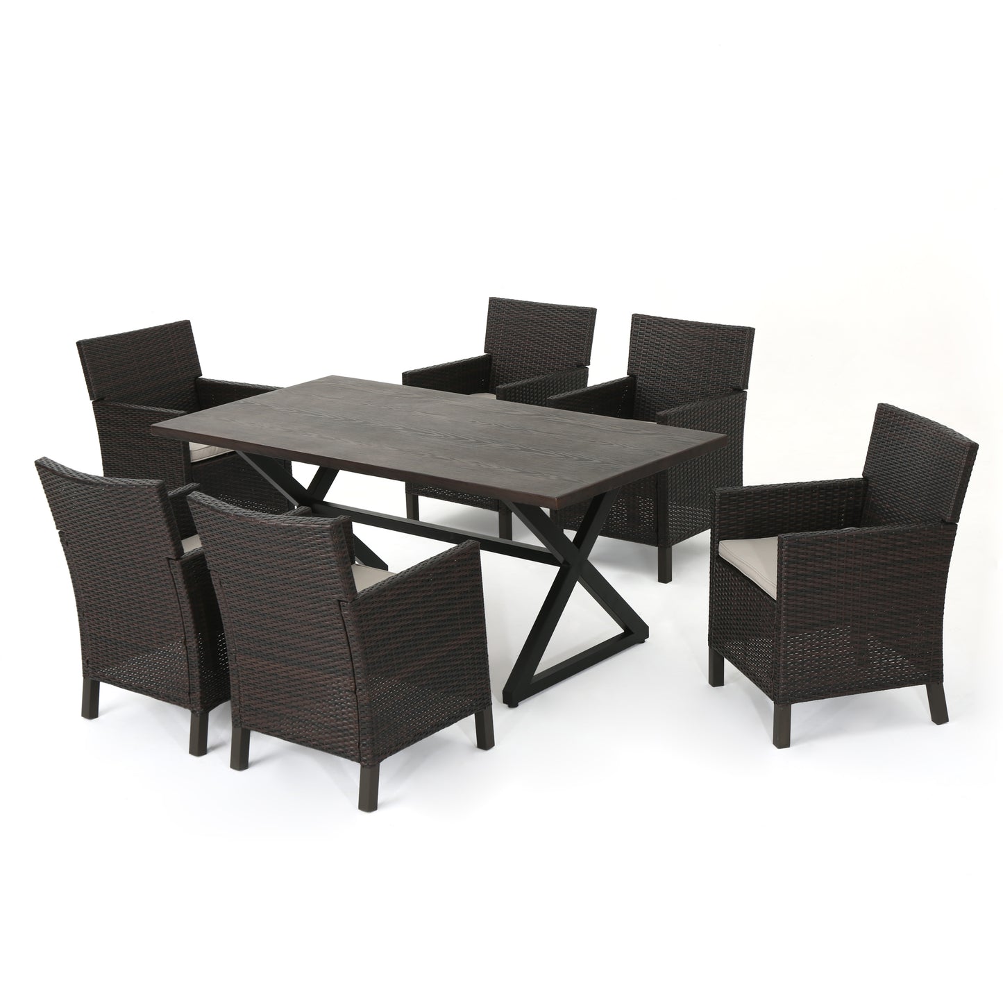 Blane Outdoor 7 Piece Grey Dining Set with Aluminum Dining Table