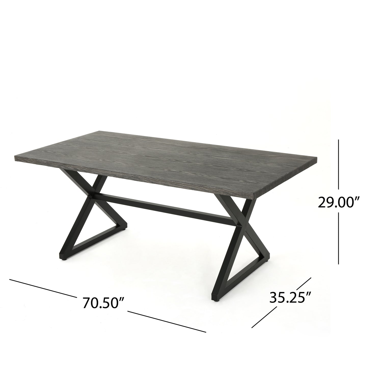 Rosarito Outdoor Aluminum Dining Table with Black Steel Frame