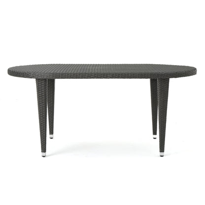 Domo Outdoor 69 Inch Wicker Oval Dining Table