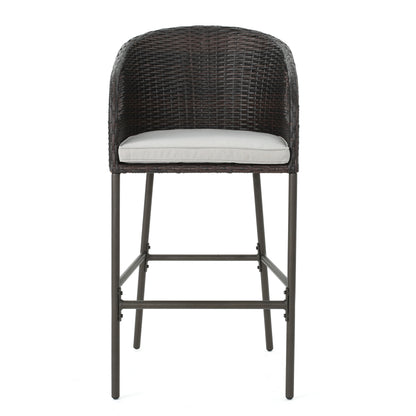 Dunlevy 31-Inch Outdoor Wicker Barstools with Water Resistant Cushions