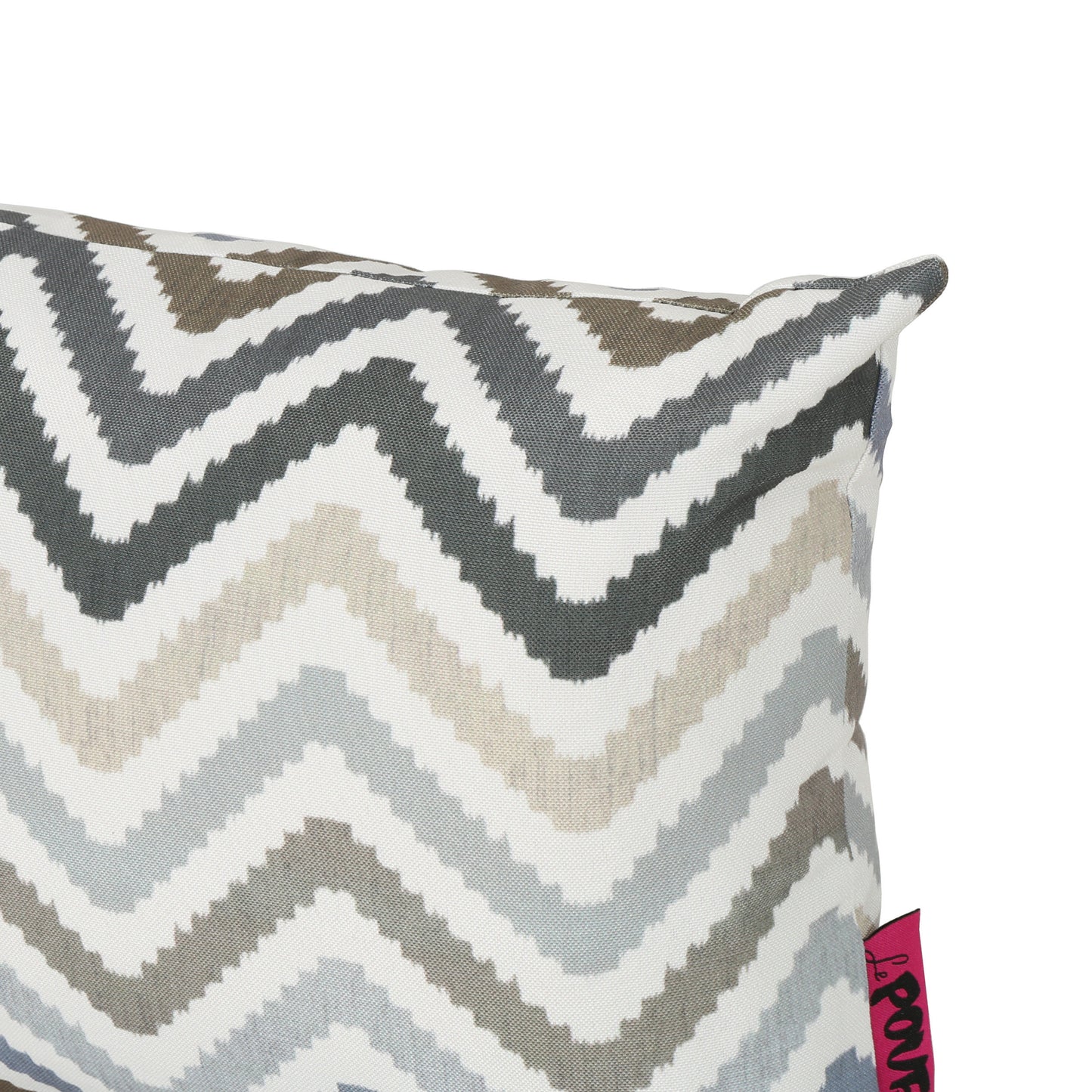 Callon Indoor Grey, Blue, and Brown Zig Zag Striped Water Resistant Rectangular Throw Pillow