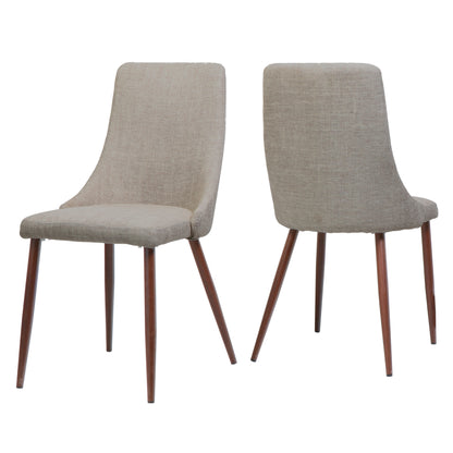 Soloman Mid Century Fabric Dining Chairs with Wood Finished Legs - Set of 2