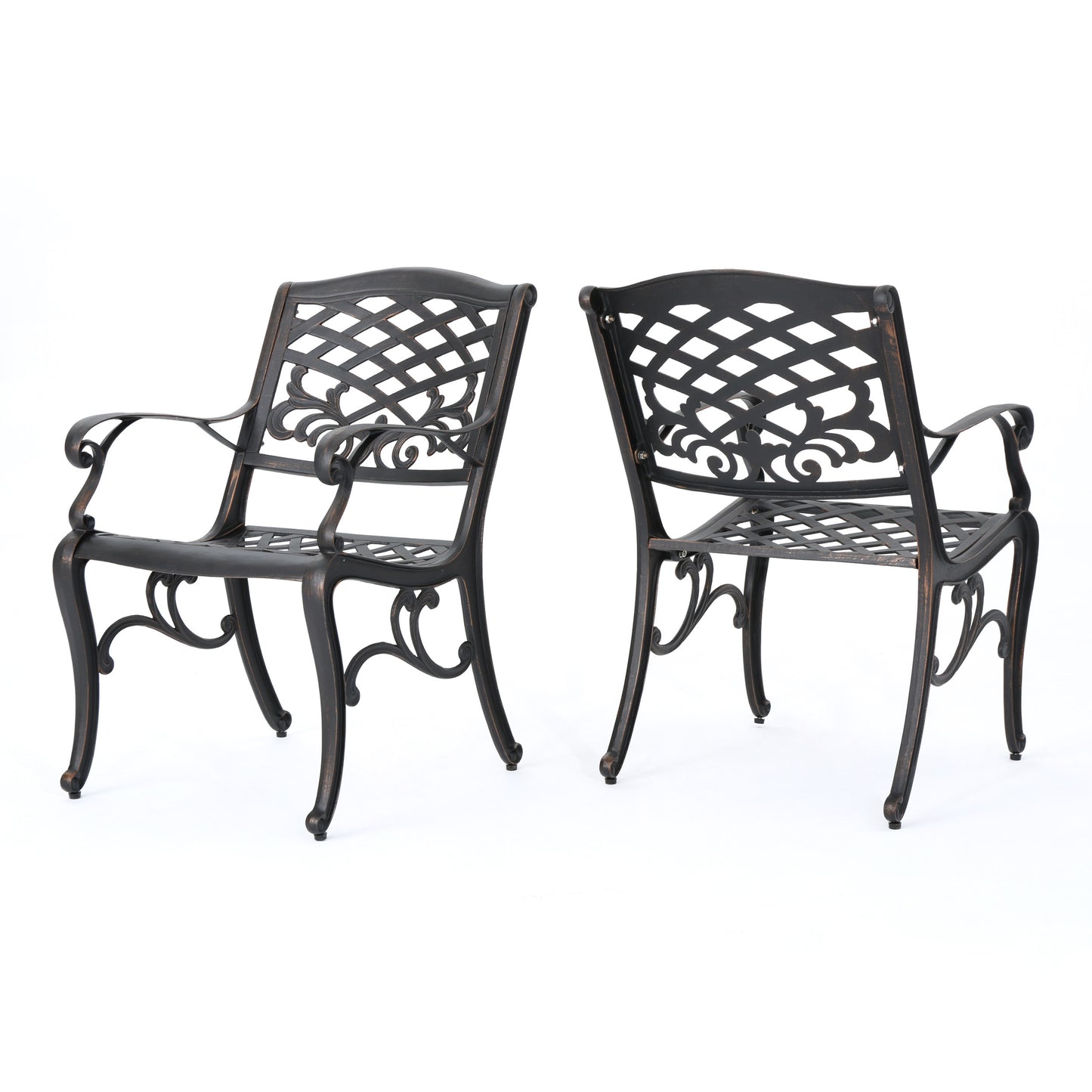 Myrtle Beach Outdoor Patina Copper Finished Aluminum Dining Chairs (Set of 2)