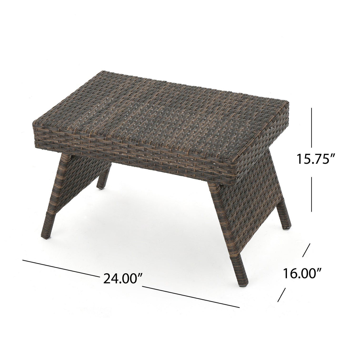 Lakeport Outdoor Mixed Mocah Wicker Adjustable Folding Side Table