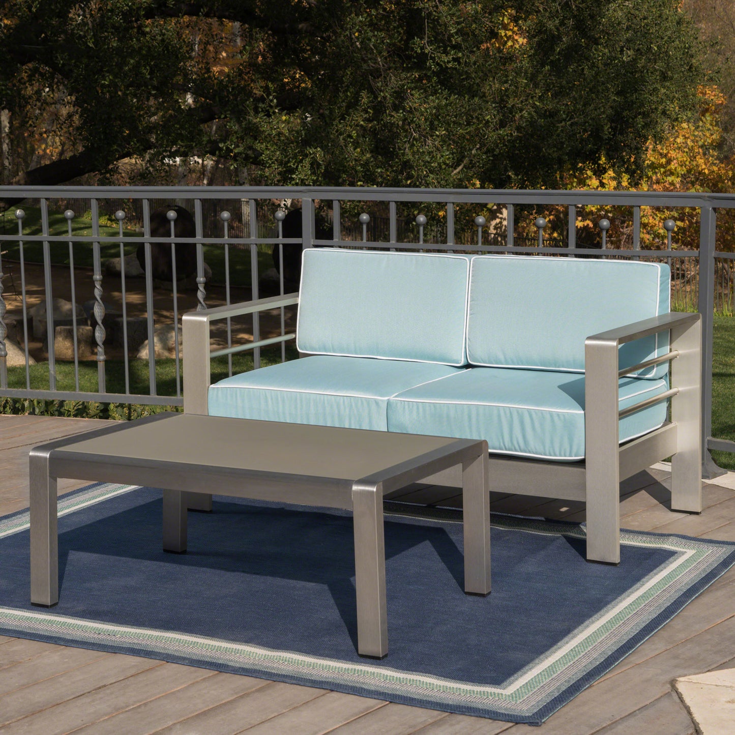 Crested Bay Outdoor Aluminum Loveseat and Coffee Table Set