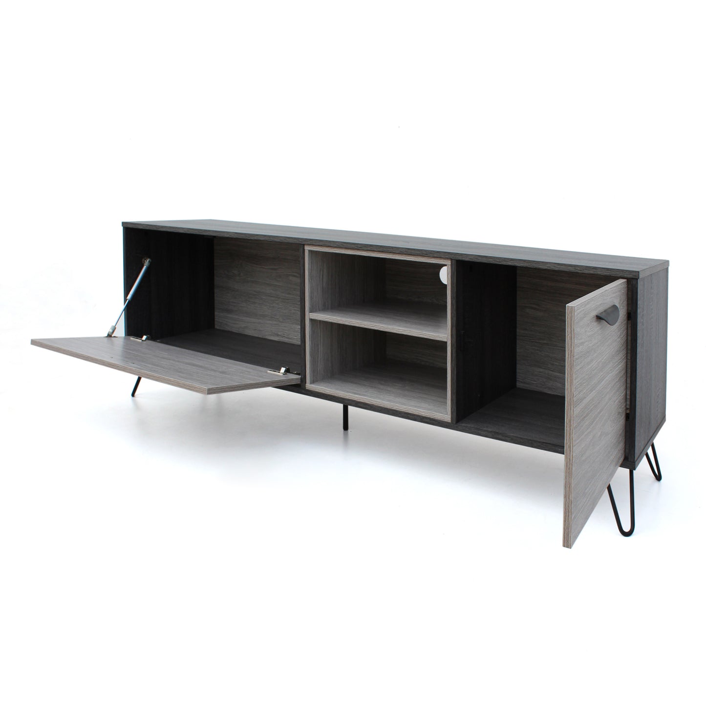 Vivian Mid Century Modern 2 Cabinets & Shelves TV Stand