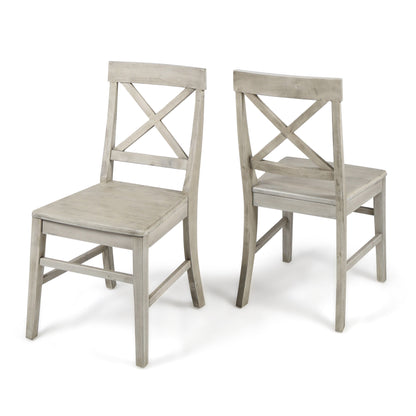 Truda Farmhouse  Acacia Wood Dining Chairs (Set of 2)