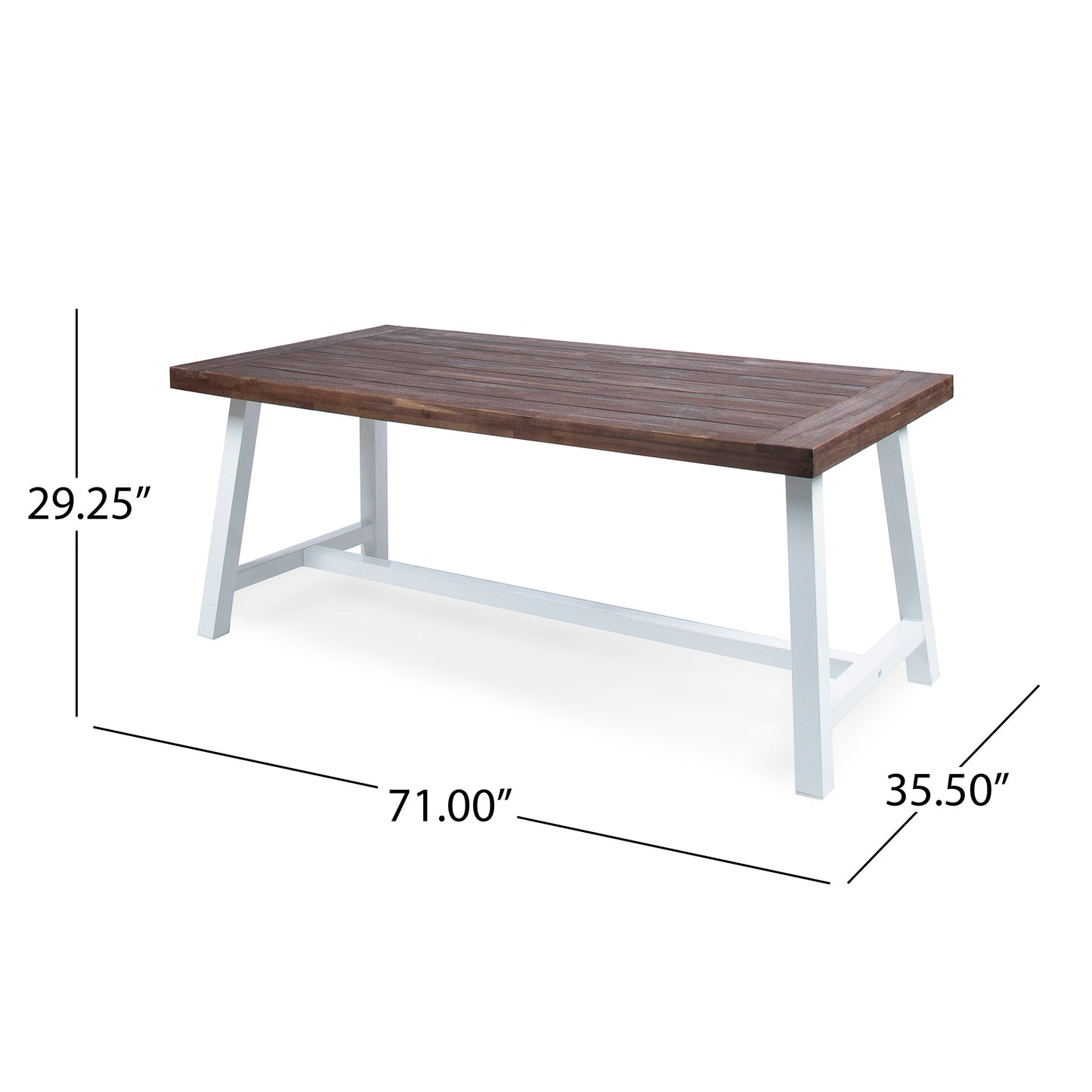 Bowman Outdoor Sandblast Finish Acacia Wood Dining Table with Metal Finish Frame