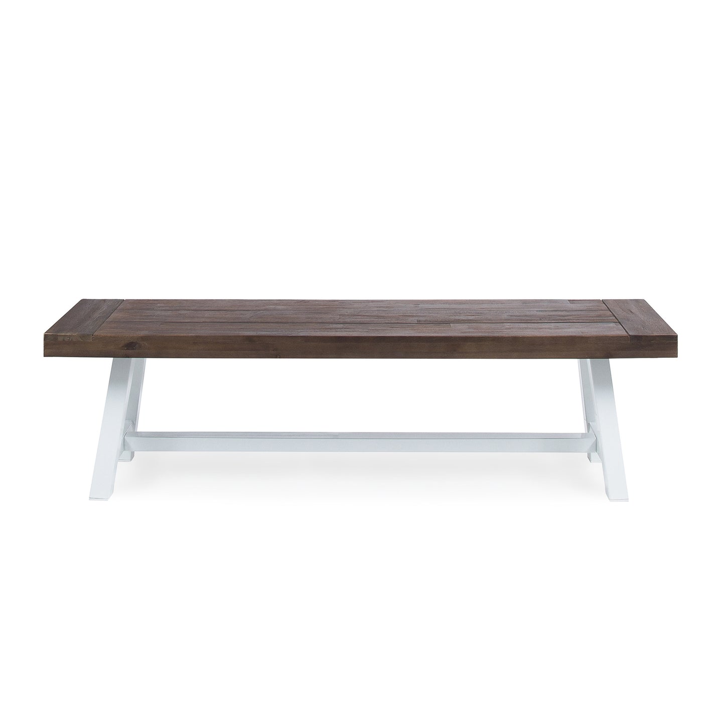 Bowman Outdoor Acacia Wood Dining Bench with Rustic Metal Finish Frame