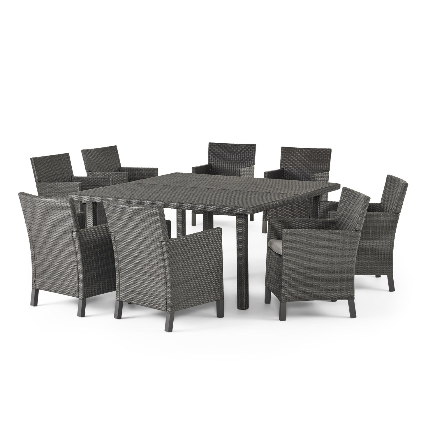 Winford Outdoor 9 Piece Wicker Dining Set with Water Resistant Cushions