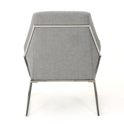 Zach Modern Stainless Steel Frame Fabric Accent Chair