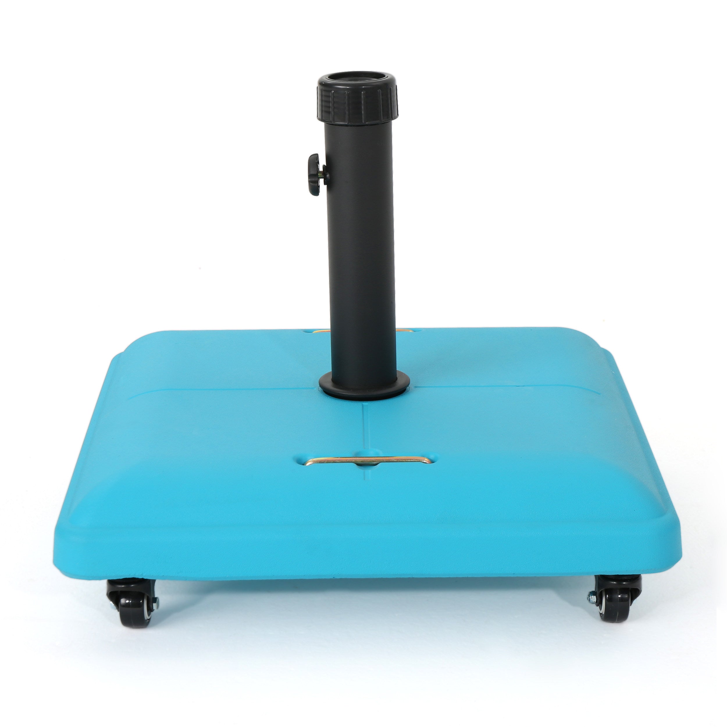 Louise Outdoor Concrete Square 80lb Umbrella Base with Steel Umbrella – GDFStudio
