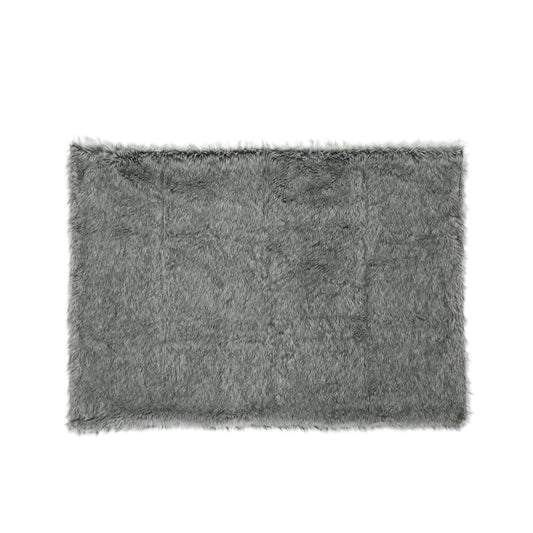 Laraine Modern Glam Rectangular Taupe Faux Fur Throw Blanket