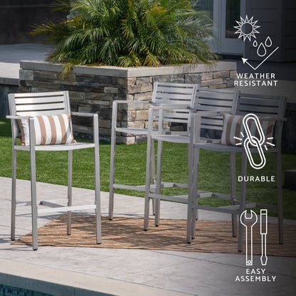 Tammy Coral Outdoor Silver Rust-Proof Aluminum 29.50 Inch Barstools