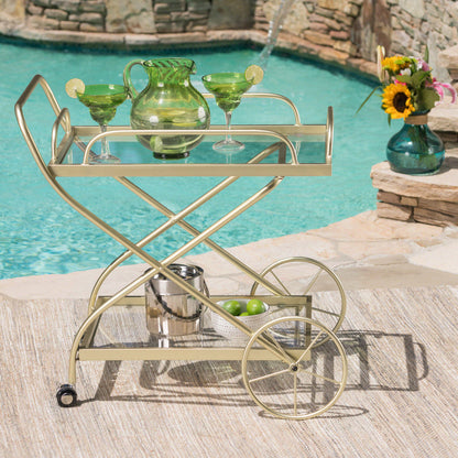 Patty Traditional Iron and Glass Bar Cart