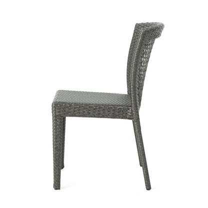 Bonnie Outdoor Gray Wicker Stackable Dining Chairs
