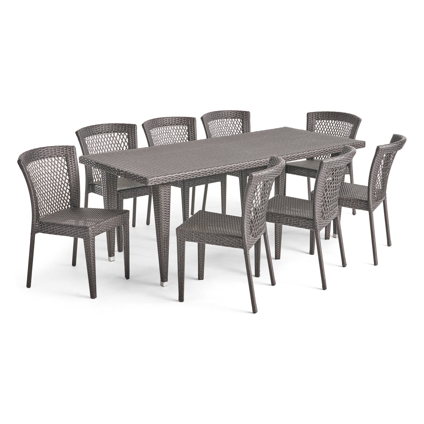 Herman Outdoor 9 Piece Wicker Dining Set, Grey