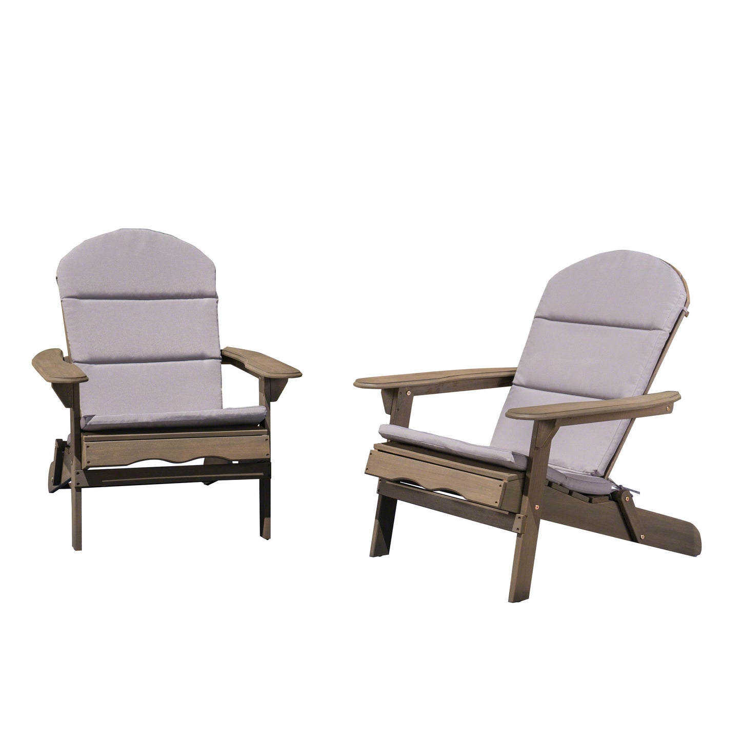 Amenda Outdoor Acacia Wood Folding Adirondack Chairs with Cushions