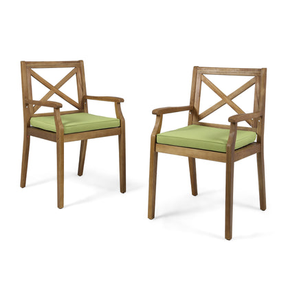 Peter Outdoor Acacia Wood Dining Chair (Set of 2