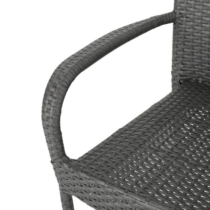 Liam Outdoor 7 Piece Wicker Dining Set, Grey