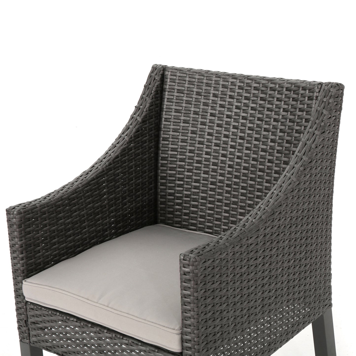 Sims Outdoor 3 Piece Wicker Chat Set, Grey with Silver Cushions