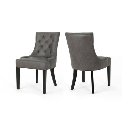 Sarah Traditional Microfiber Dining Chairs (Set of 2)