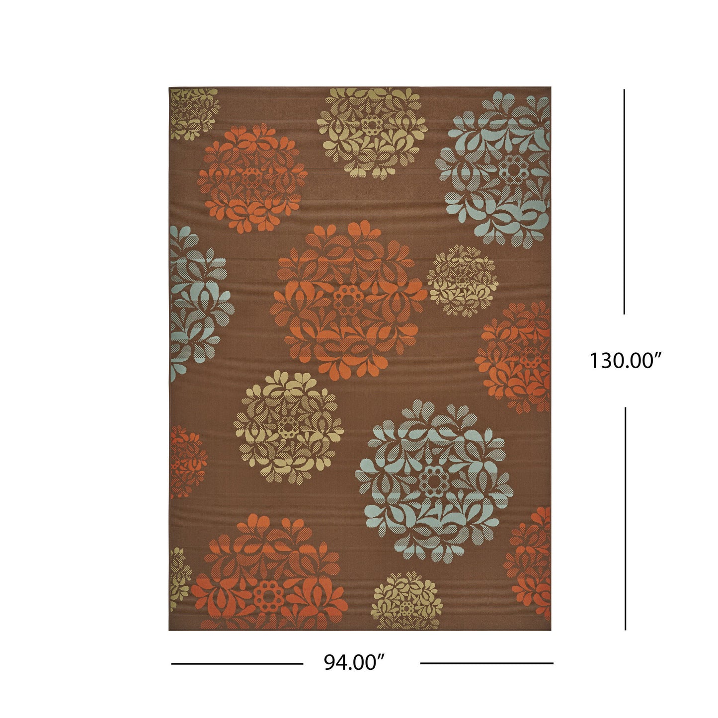 Sallie Outdoor Modern Brown Area Rug with Multi-Color Floral Print