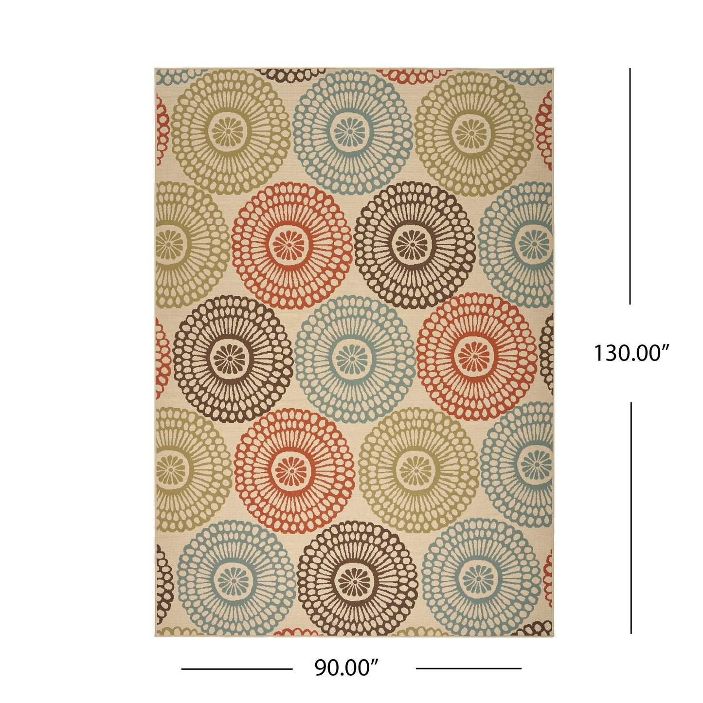 Pine Indoor/Outdoor Floral Area Rug, Beige and Multicolored