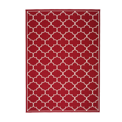 Ferncliffe Indoor/Outdoor Geometric Area Rug, Red and Ivory